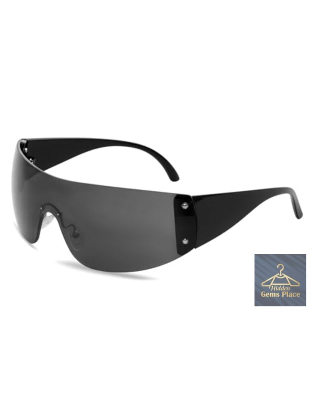 Oversized Y2K Sunglasses Rimless Star Wrap Around Rave Shades UV Protection